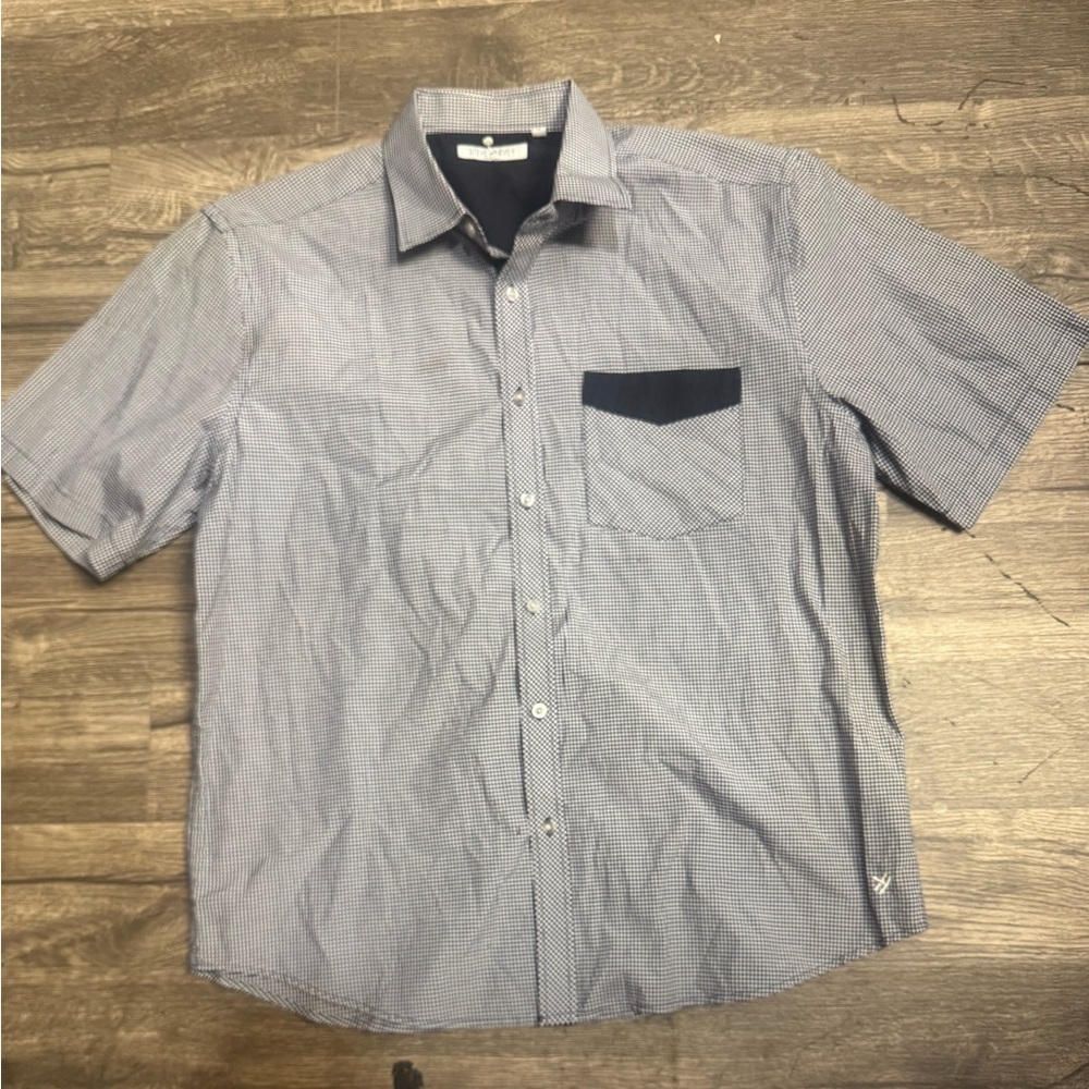 Men's Blue Checkered Short Sleeve Shirt